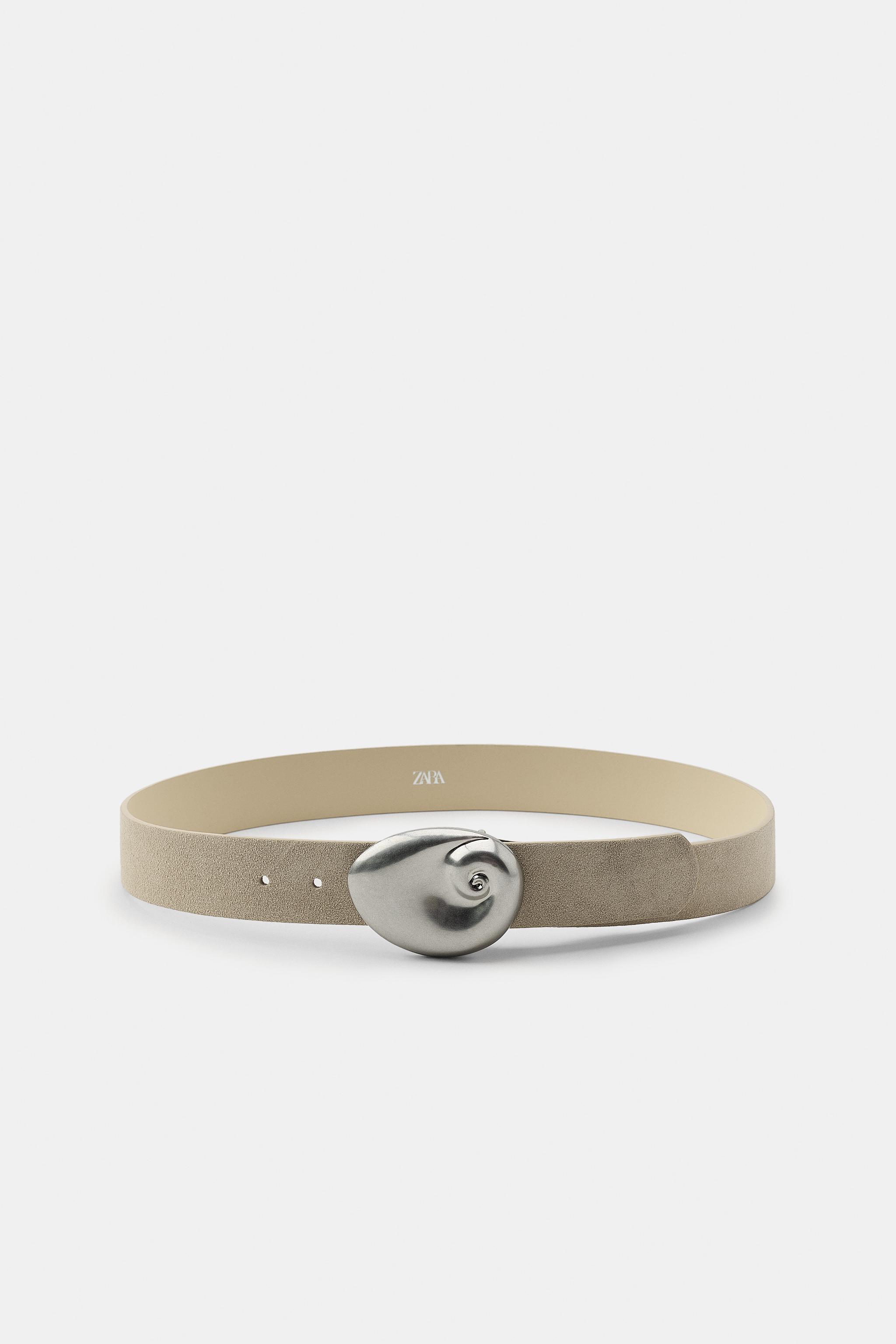 SPLIT LEATHER BELT WITH CONCH SHELL BUCKLE
